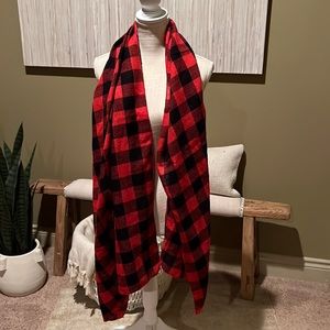 Red and Black Buffalo Check Scarf